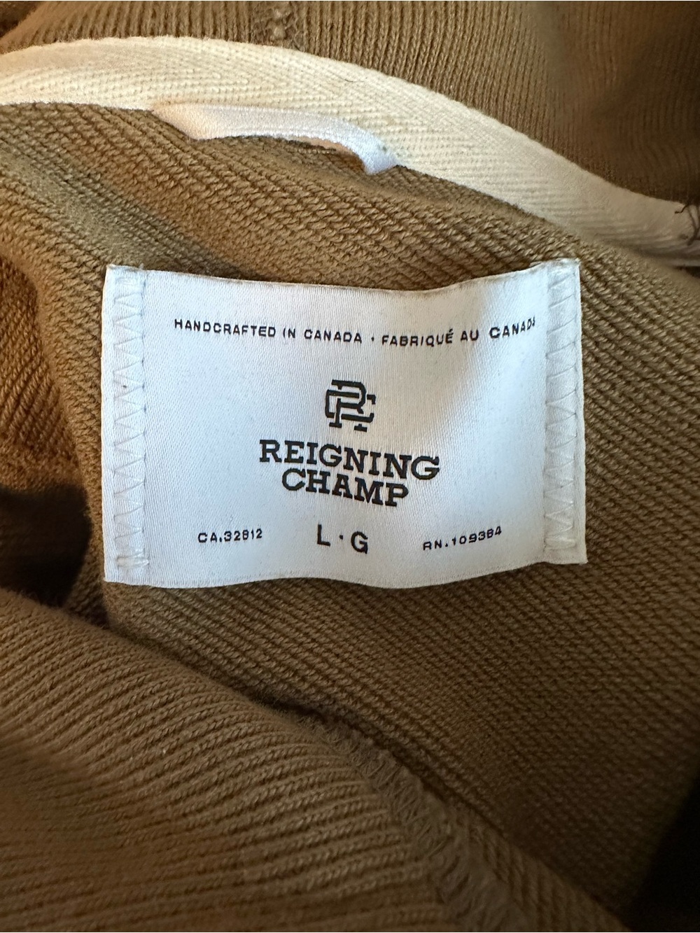 MADE IN CANADA (before buyout)  -Reigning Champ Olive Green Pullover Hoodie
